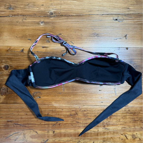 PILYQ Womens Bikini Purple/Pink/Black Leopard Print bandeau twist top S Bottom M - Picture 9 of 12